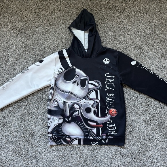 Other - Jack Skellington Men's Hoodie‎ Black White Size Small Nightmare Before Christmas